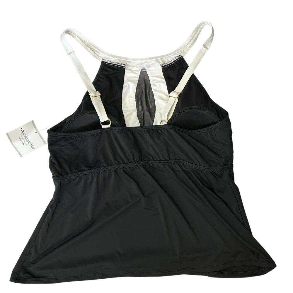 NWT Liz Claiborne High Neck Tankini Swim Top Black White Plus Size 22W - Picture 5 of 8